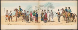 Masquerade of the Delft Students, 1857 (plate 8) Utkledd prosesjon holdt av medlemmene av Delft studentkorps den 5. mai 1857, som viser Garebeg-prosesjonen til sultanen av Djokjokarta og de mest karakteristiske typene fra Nederland.