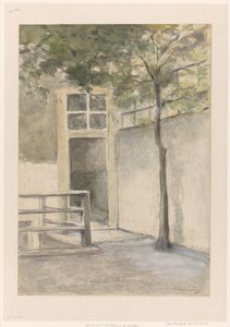 Utsikt over en gårdsplass fra kunstnerens atelier i Kazernestraat i Haag av Johan Hendrik Weissenbruch (signed by artist)