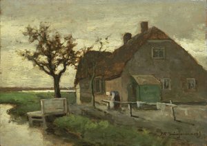 Våningshus ved en kanal