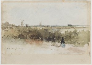 Landskap med vindmøller av Johan Hendrik Weissenbruch