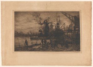 Utsikt over havnen i Rotterdam av Johan Hendrik van Mastenbroek (signed by artist)