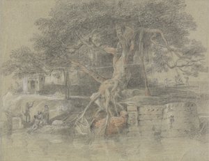En døende hindu brakt til elven Ganges av Johan Joseph Zoffany