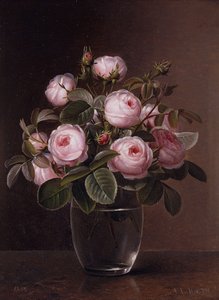 Roser i en glassvase, 1842