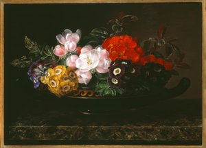 J.L. Jensen, Stilleben med blomster i en antikk skål