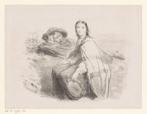 Liggende mann og kvinne med tamburin av Johan Michaël Schmidt Crans (attributed to)