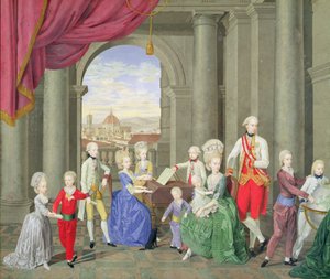 Familien til Peter Leopold, storhertugen av Toscana (1747-92), senere Leopold II, den hellige romerske keiseren, ca.1782 av Johan Moll