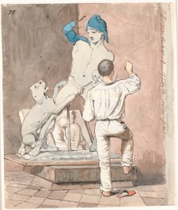 Billedhuggeren J.A. Jerichau i sitt studio i Roma av Johan Thomas Lundbye