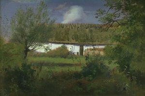 Gårdsbygning i solen av Johan Thomas Lundbye