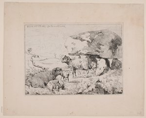 Sauer ved en gravhaug av Johan Thomas Lundbye