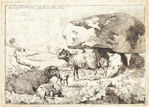 Sau ved en gravhaug av Johan Thomas Lundbye