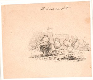 Hanen. Illustrasjon til Kaalunds "Fabler for barn". Se kommentar fra arkkatalog. av Johan Thomas Lundbye