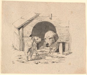 Valpen. Illustrasjon til Kaalunds "Fabler for barn". Se kommentar fra arkkatalog. av Johan Thomas Lundbye