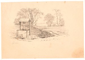 Kilden. Illustrasjon til Kaalunds "Fabler for barn". Se kommentar fra arkkatalog. av Johan Thomas Lundbye
