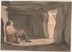 Lorents Frölich sitter i en passasjegrav av Johan Thomas Lundbye