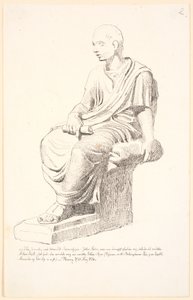 Studer etter en figur av en sittende mann av Johan Thomas Lundbye