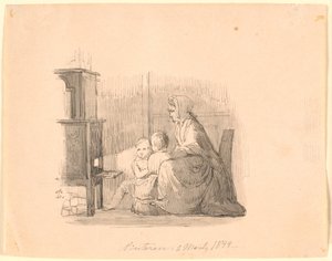 Vinteren. Illustrasjon til Kaalunds "Fabler for barn". Se kommentar fra arkkatalog. av Johan Thomas Lundbye