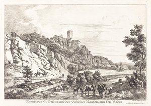 Utsikt over St. Helena og Rauhenstein slott nær Baden