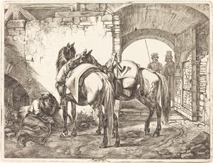 Kosakkhester i en gårdsplass av Johann Adam Klein