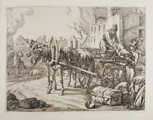 Kosakker som plyndrer i en by av Johann Adam Klein