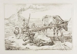 I Napoli (okser og en kjerre i Napoli) av Johann Adam Klein