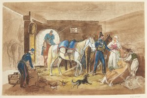 Kavalerister i en stall av Johann Adam Klein