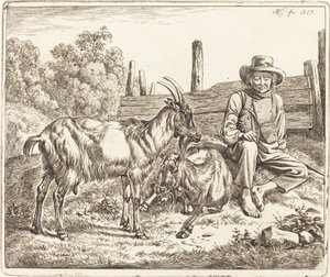 Gjetergutt med to geiter av Johann Adam Klein
