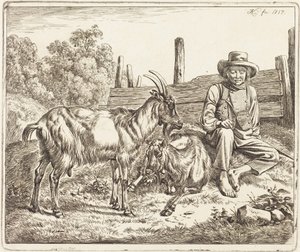 Gjetergutt med to geiter av Johann Adam Klein