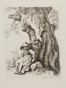 Til nyttår 1820. En bondekone med et barn av Johann Adam Klein