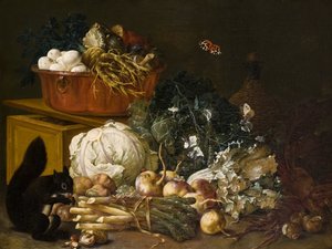 Stilleben med ekorn (olje på lerret) av Johann Amandus Wink
