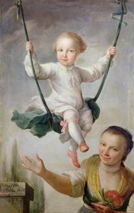 Christoph Adalbert Friedrich von Stein på en huske, 1768 av Johann Andreas Herrlein