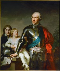 Grev Stanislas Felix Potocki og hans to sønner Felix-Georg og Stanislas … av Johann Baptist Edler von Lampi