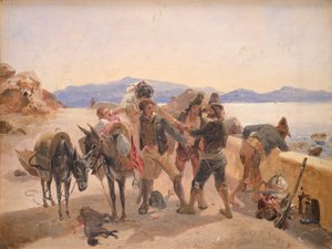 Ranere som angriper reisende av Johann Baptist Kirner