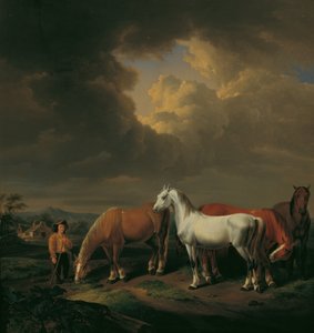 Fem gårdshester av Johann Baptist Michael Dallinger von Dalling
