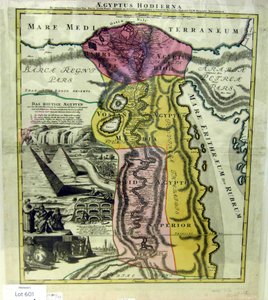 Moderne Egypt, kart over Egypt, ca. 1720 av Johann Baptista Homann