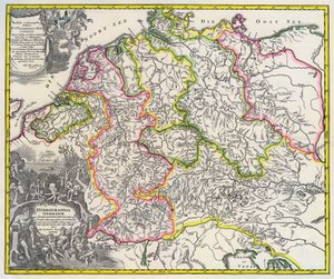 Hydrografisk kart over Tyskland, ca 1720 (gravering)