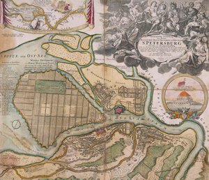 Kart over Petersburg St. Petersburgs hovedplan, ca. 1718-1719