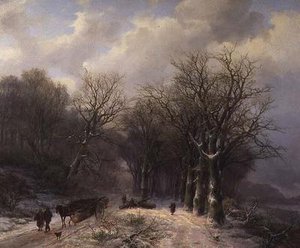 Tømmervognen om vinteren av Johann Bernard Klombeck