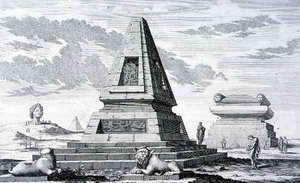 Pyramider som markerer graven til kong Sotis av Egypt, funnet i ruinene av Heliopolis. fra 