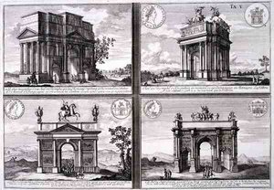Triumfbuen til Catulus og Marius ved Orange, Domitian-buen, Drusus-buen og Septimus Severus-buen, fra 
