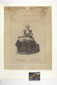 Schneckenweib Or Vendeuse Des Escargots (Snegleleverandør) (håndfarget etsning) av Johann Christian (after) Brand