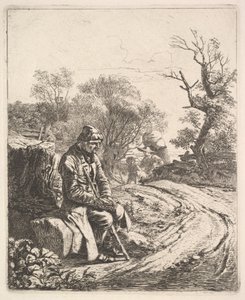 En gammel mann som sitter i veikanten, 1818.