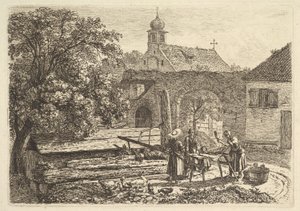Vaskeri ved en artesisk brønn, 1817. av Johann Christian Erhard