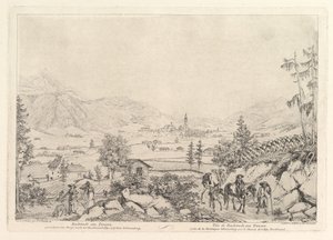 Landlig landskap, Radstadt am Tauren, tidlig på 1800-tallet. av Johann Christian Erhard