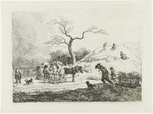Vinterlandskap med akebarn og ulike sleder