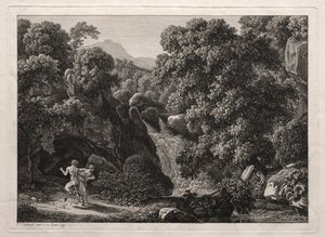 Heroisk landskap: Satyren og nymfen av Johann Christian Reinhart