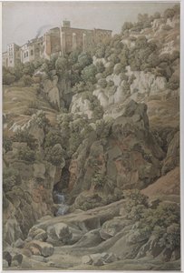 Benediktinerklosteret Santa Scholastica nær Subiaco i Sabine-fjellene, 1797.