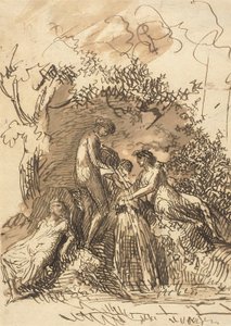 Unge jenter ved en fontene, ca. 1790-99 av Johann Christian Reinhart