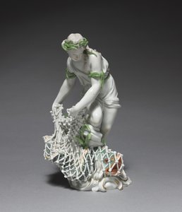 Fisherwoman, produsent Ludwigsburg Porselensfabrikk, Tyskland, ca. 1765 (porselen med emalje og forgylt dekor) av Johann Christian Wilhelm Beyer