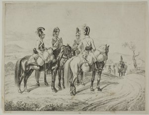 Fire Cuirassiers på en skråning