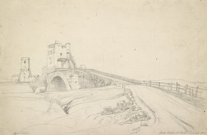 Ponte Salario nær Roma, 1821 (grafitt på off-white papir)